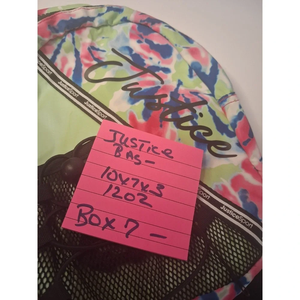 Justice Sport Nylon Tie-Dye Sling Bag Crossbody Backpack Purple Pink Retro Tween